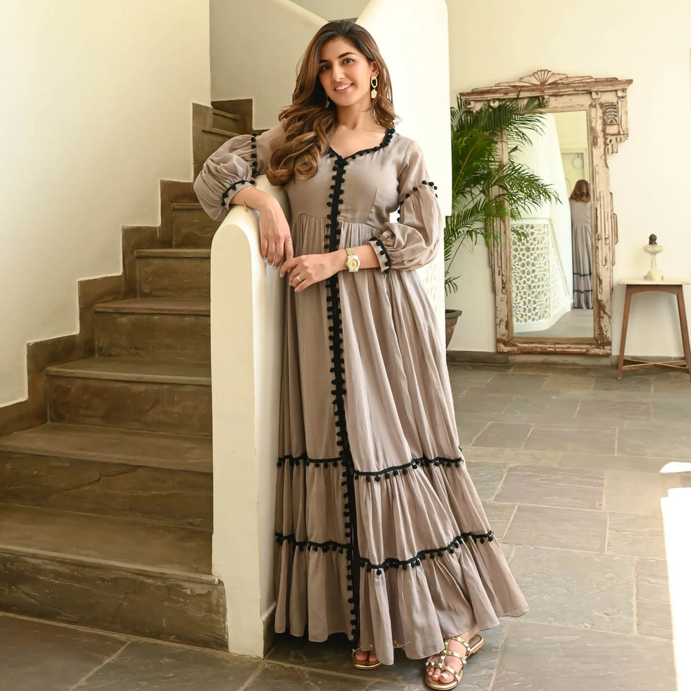 Brown Long Flared Gown