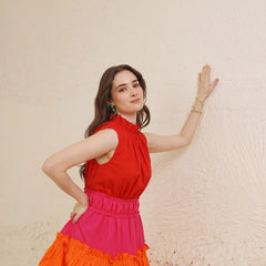 Sunset Pop Tiered Mini Dress