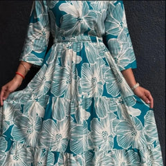 Meher Teal Bloom Midi Dress