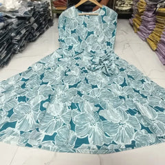 Meher Teal Bloom Midi Dress