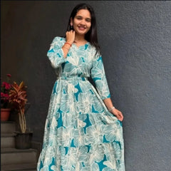 Meher Teal Bloom Midi Dress