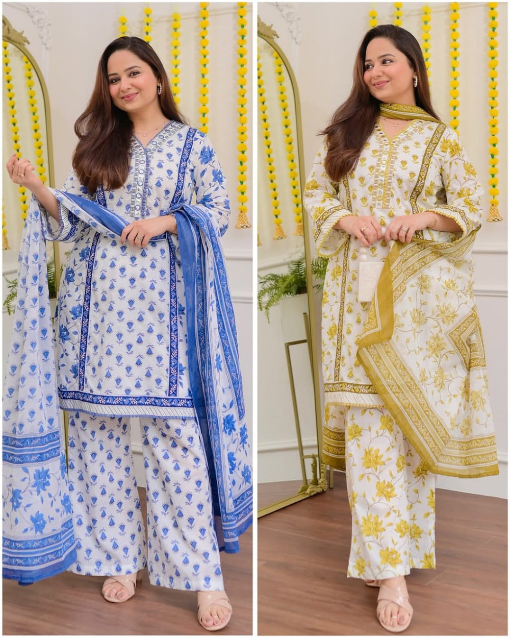 Gulbahar Yellow Floral Kurta Set with Dupatta