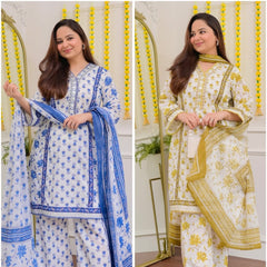 Gulbahar Yellow Floral Kurta Set with Dupatta