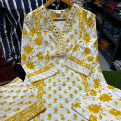 Gulbahar Yellow Floral Kurta Set with Dupatta