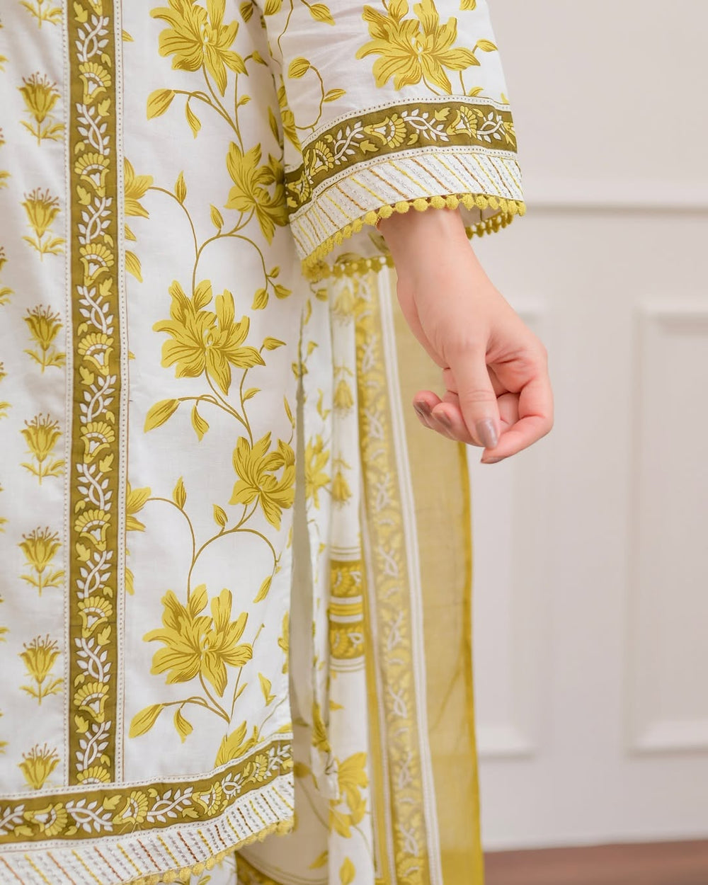 Gulbahar Yellow Floral Kurta Set with Dupatta