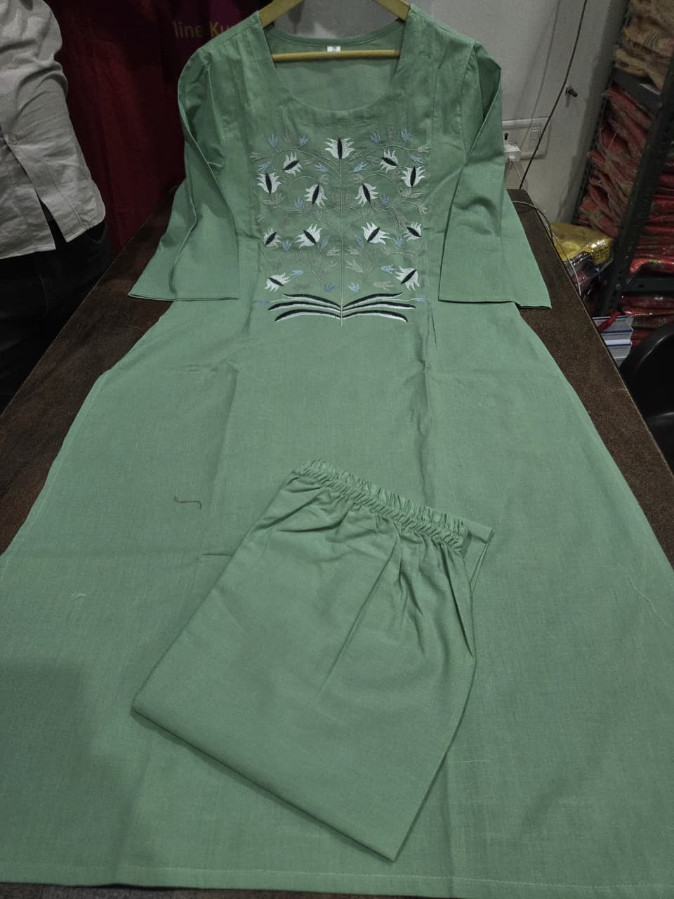 Sage Grove Embroidered Kurta Palazzo Set