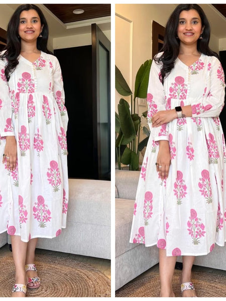 Blush Bloom Printed Anarkali Kurta