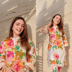 Rosé Garden Floral Kurta Pant Set