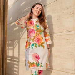 Rosé Garden Floral Kurta Pant Set