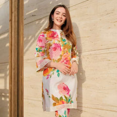 Rosé Garden Floral Kurta Pant Set
