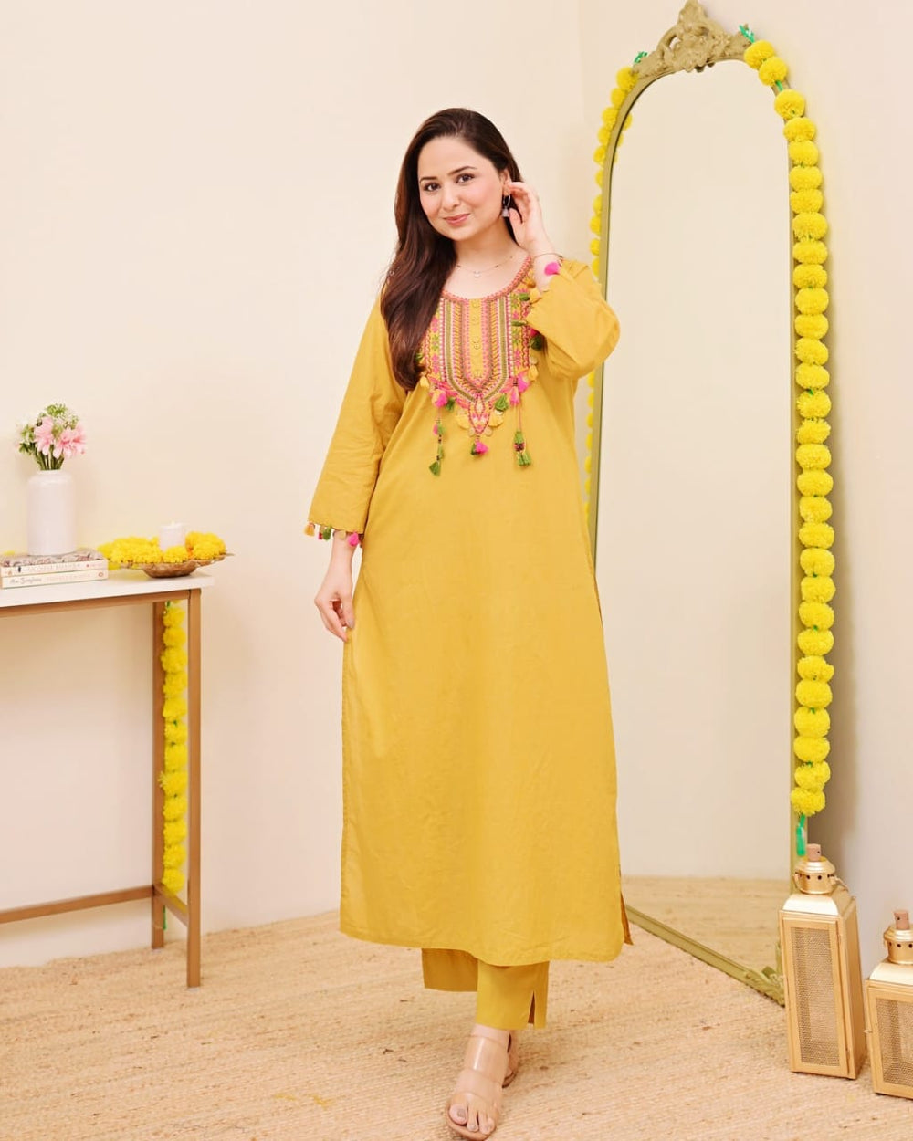 Haldi Bloom Embroidered Kurta Set