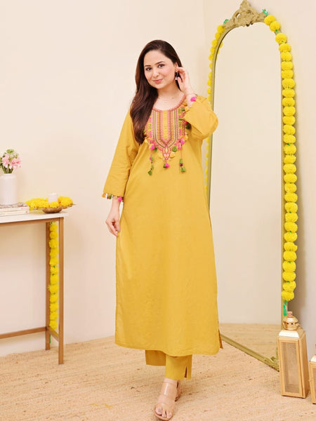 Haldi Bloom Embroidered Kurta Set