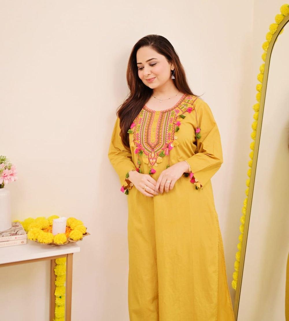 Haldi Bloom Embroidered Kurta Set