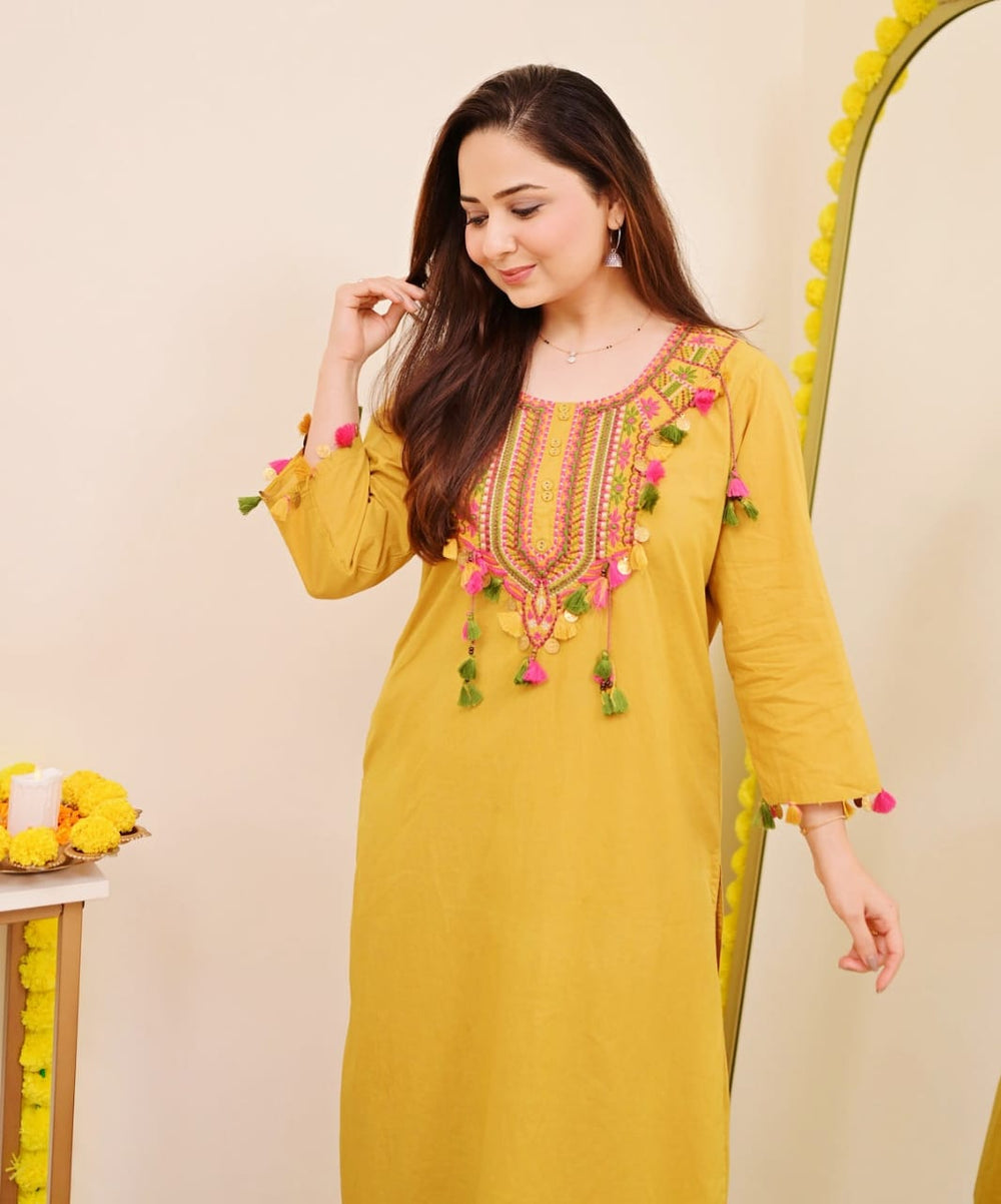 Haldi Bloom Embroidered Kurta Set