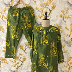 Aarohi Green Printed Kurta Set