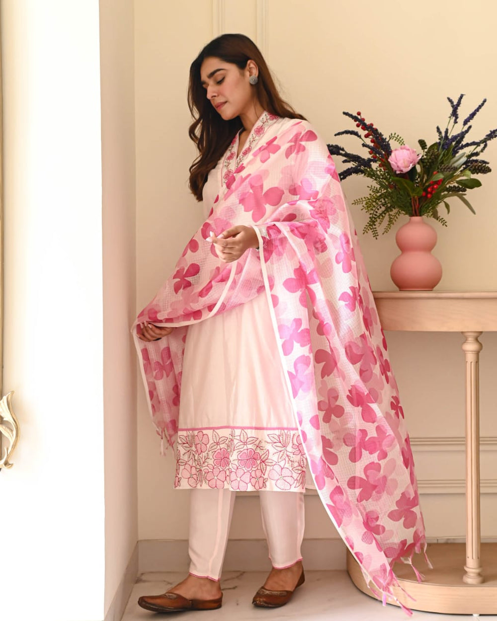 Pink Petal Grace Kurta Set with Dupatta