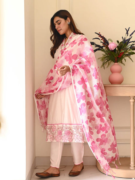 Pink Petal Grace Kurta Set with Dupatta