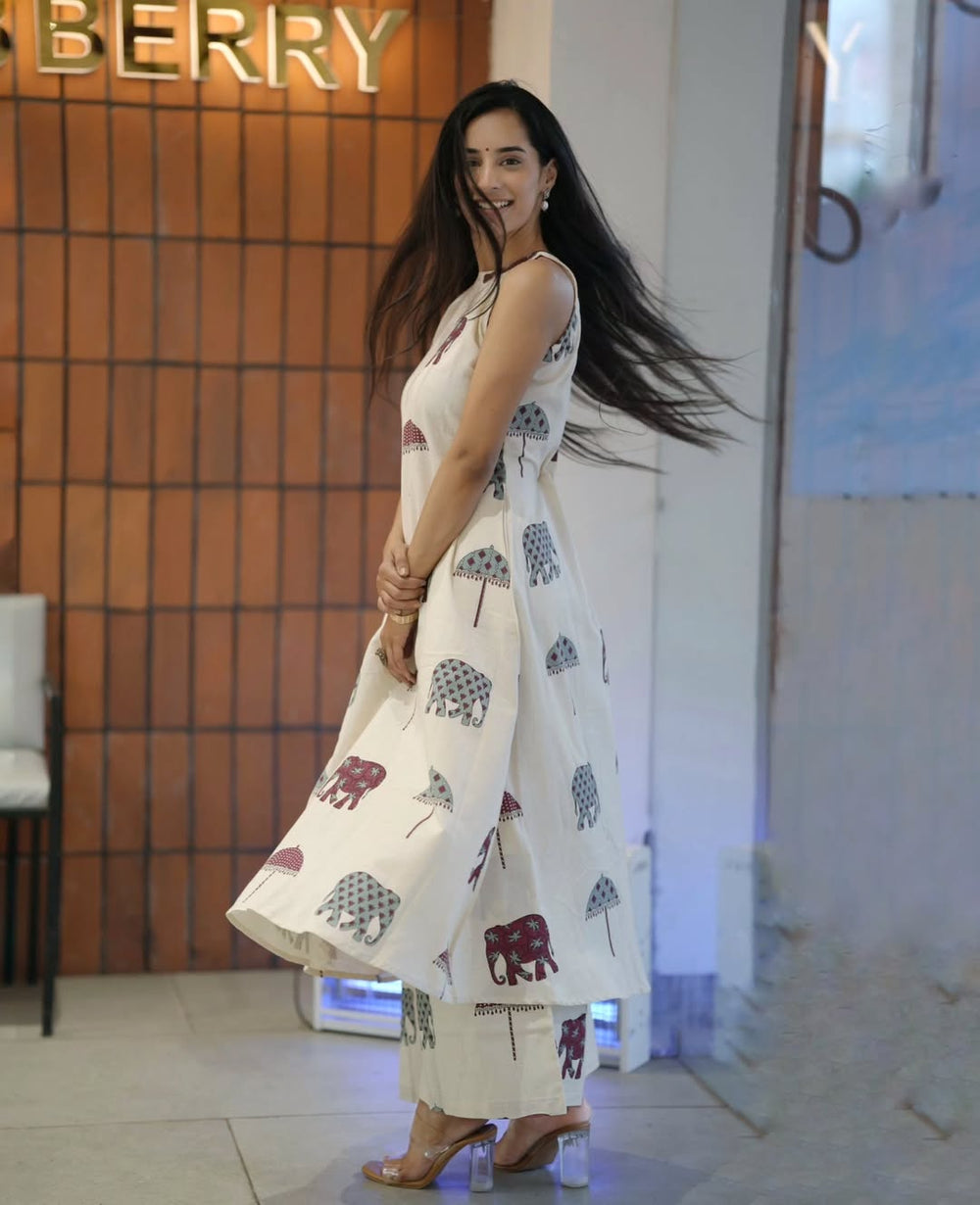 Ivory Whisper Sleeveless Kurta Set