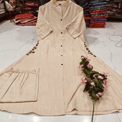 Sandstone Grace Button-Down Kurta Set