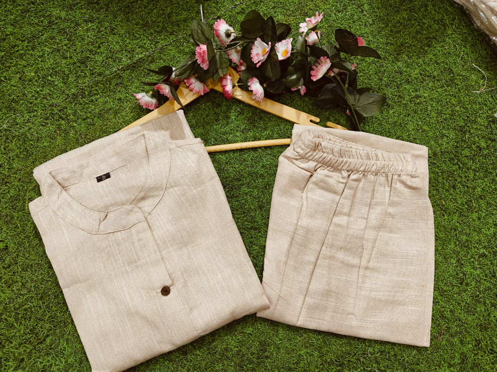 Sandstone Grace Button-Down Kurta Set