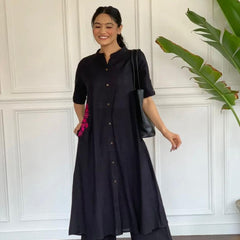 Midnight Bloom Button-Down Kurta Set