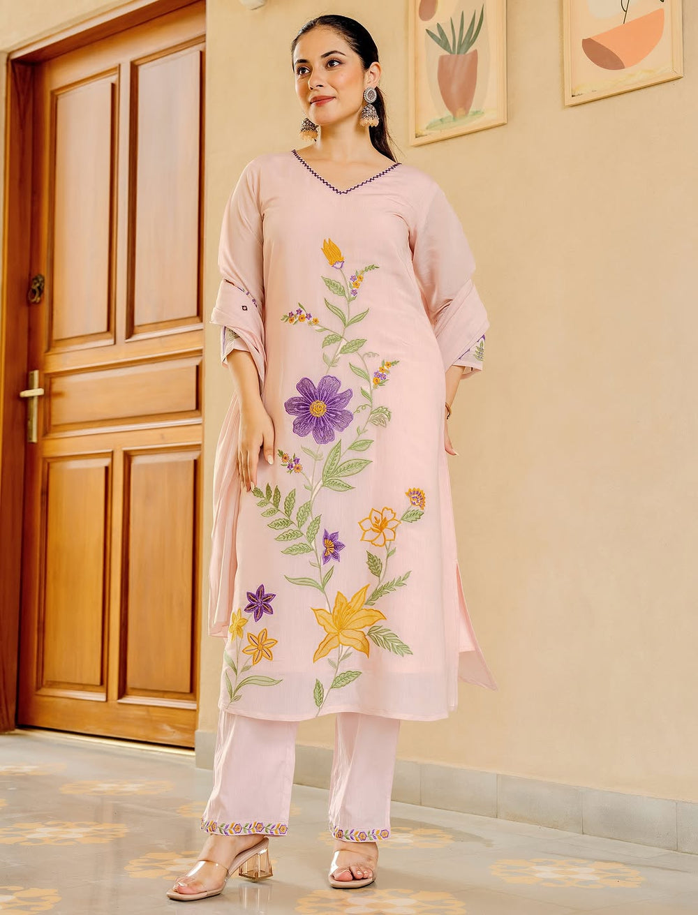 Pastel Garden Embroidered Kurta Set with Dupatta
