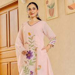 Pastel Garden Embroidered Kurta Set with Dupatta