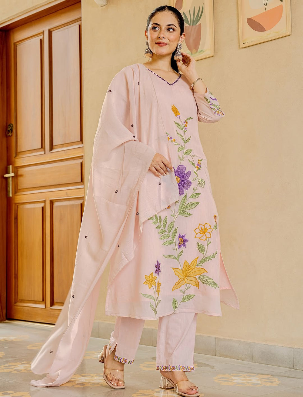 Pastel Garden Embroidered Kurta Set with Dupatta