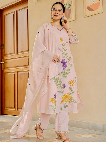 Pastel Garden Embroidered Kurta Set with Dupatta