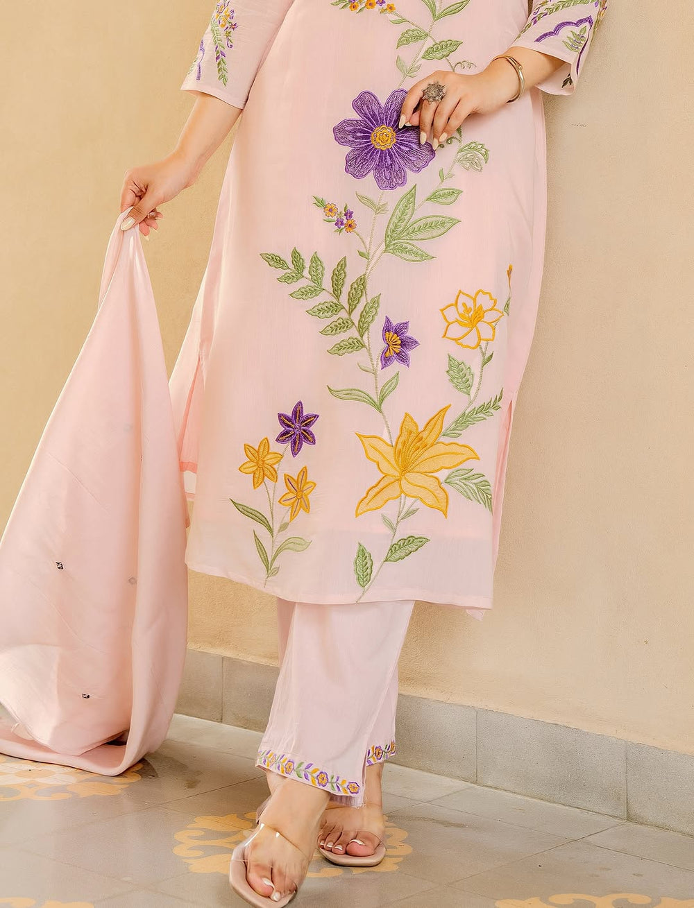 Pastel Garden Embroidered Kurta Set with Dupatta