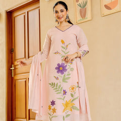 Pastel Garden Embroidered Kurta Set with Dupatta