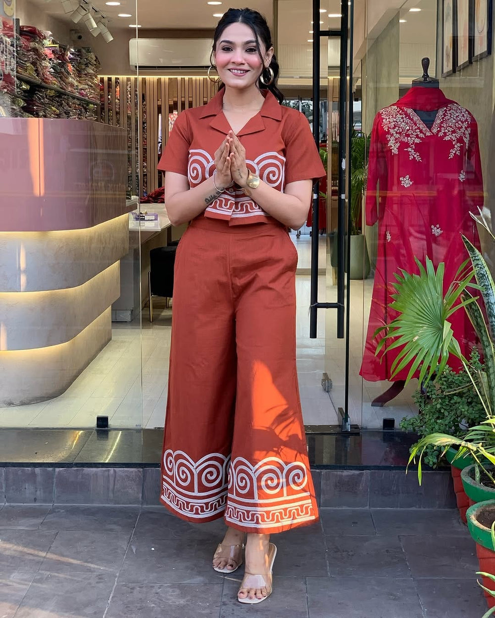 Rust Aura Handblock Co-ord Set