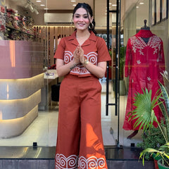 Rust Aura Handblock Co-ord Set