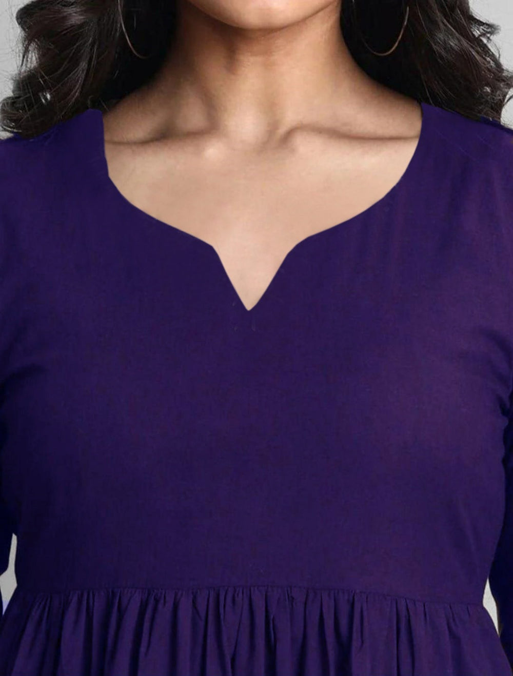 Royal Plum Tiered Cotton Midi Dress