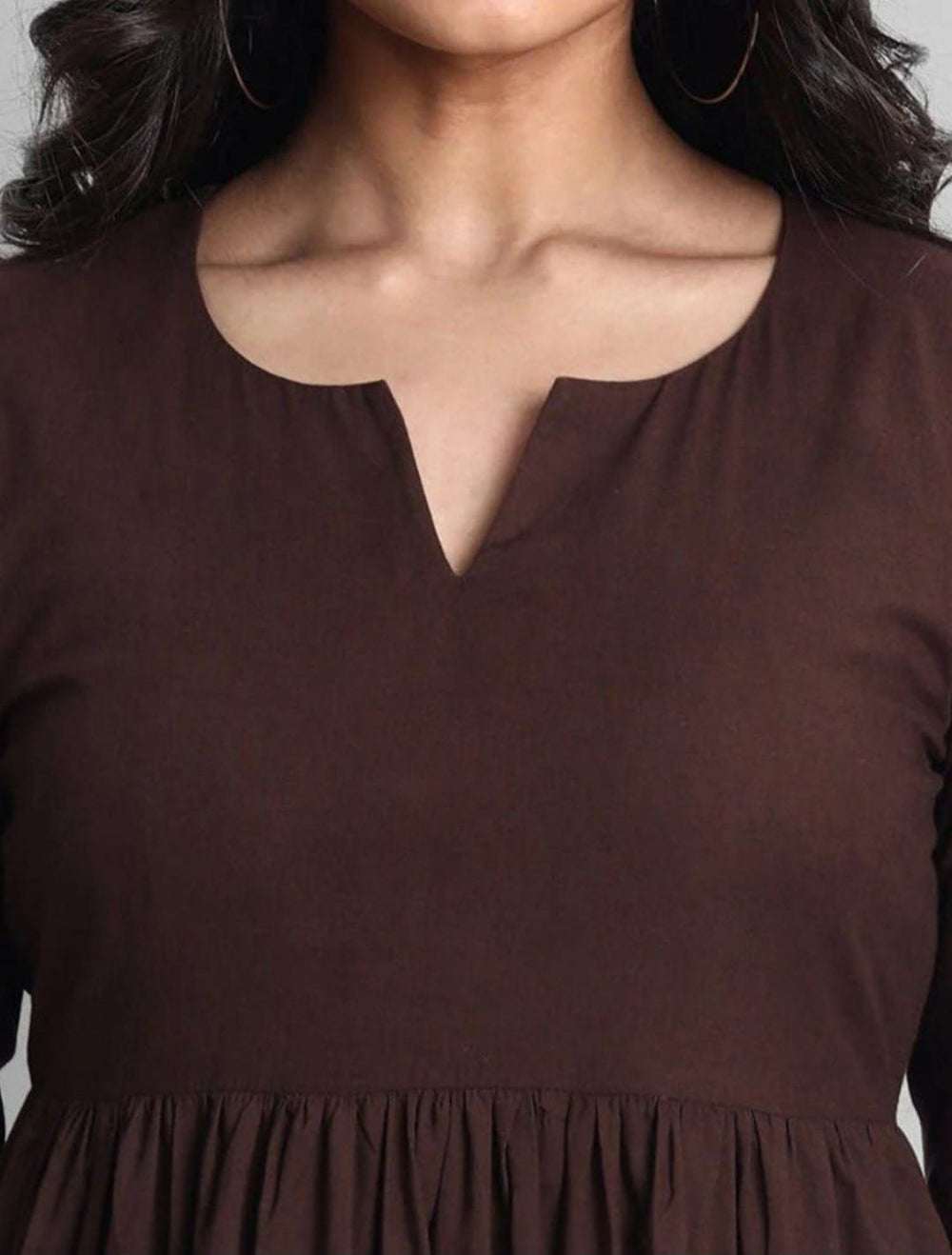 Brown Breeze Tiered Cotton Midi Dress