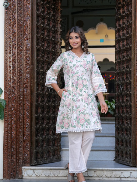 Rosé Garden Floral Kurta Set