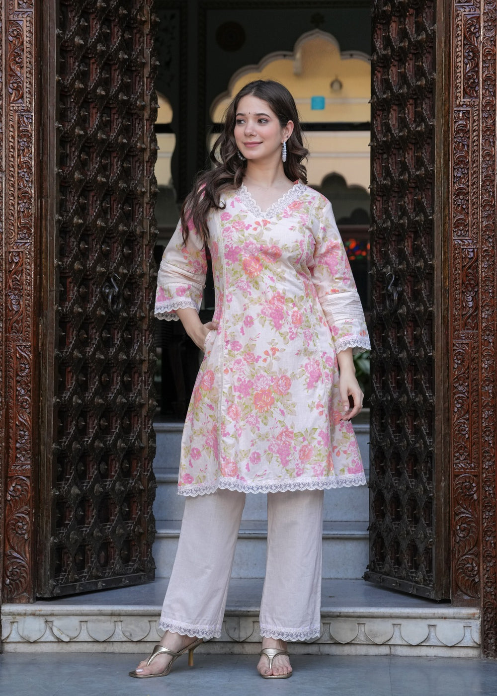 Gulnaar Pastel Floral Kurta Set