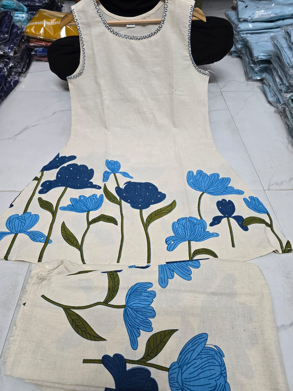 Azure Bloom Linen Co-Ord Set