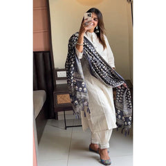 Ivory Grace Pintuck Kurta Set with Dupatta