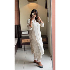 Ivory Grace Pintuck Kurta Set with Dupatta