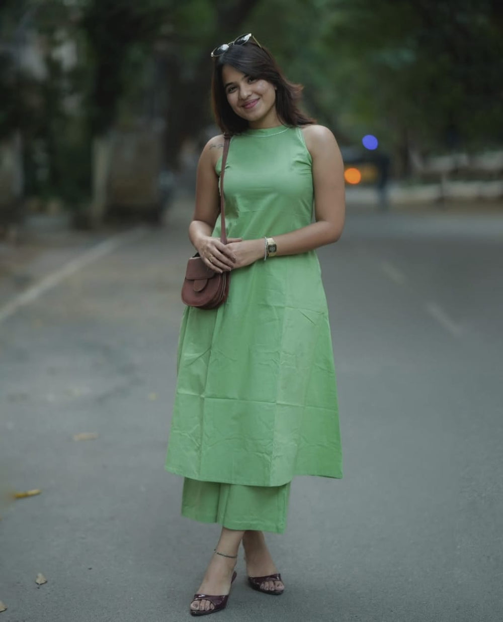 Mint Breeze Sleeveless Kurta Palazzo Set