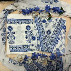 Blossom Handblock Print Suit Set with Dupatta