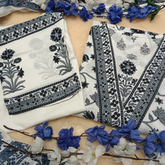 Ivory Noir Handblock Print Suit Set with Dupatta