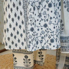 Ivory Noir Handblock Print Suit Set with Dupatta