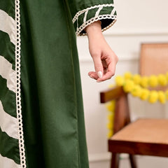 Forest Green Chevron Elegance Suit Set with Dupatta