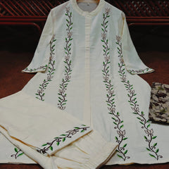 Ivory Vine Floral Suit Set with Dupatta