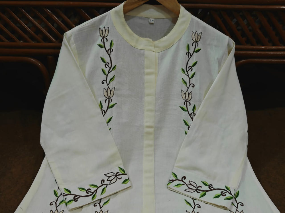 Ivory Vine Floral Suit Set with Dupatta