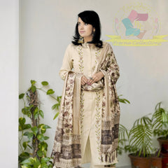 Ivory Vine Floral Suit Set with Dupatta