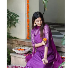 Royal Amethyst Striped Kurta Pant Set