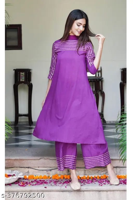 Royal Amethyst Striped Kurta Pant Set